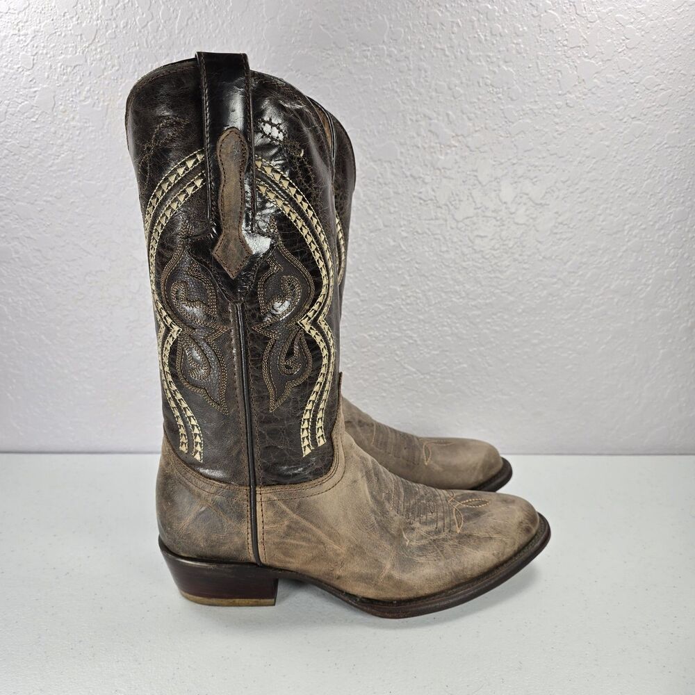 NEW Innovation Cowboy Boots Mens 8 Two Tone Distressed Brown R Toe Western